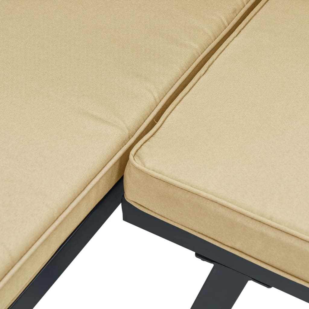 7-delige Loungeset met kussens gepoedercoat staal zwart