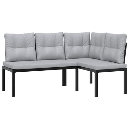 6-Delige Loungeset Met Kussens Gepoedercoat Staal Zwart 1 Lichtgrijs