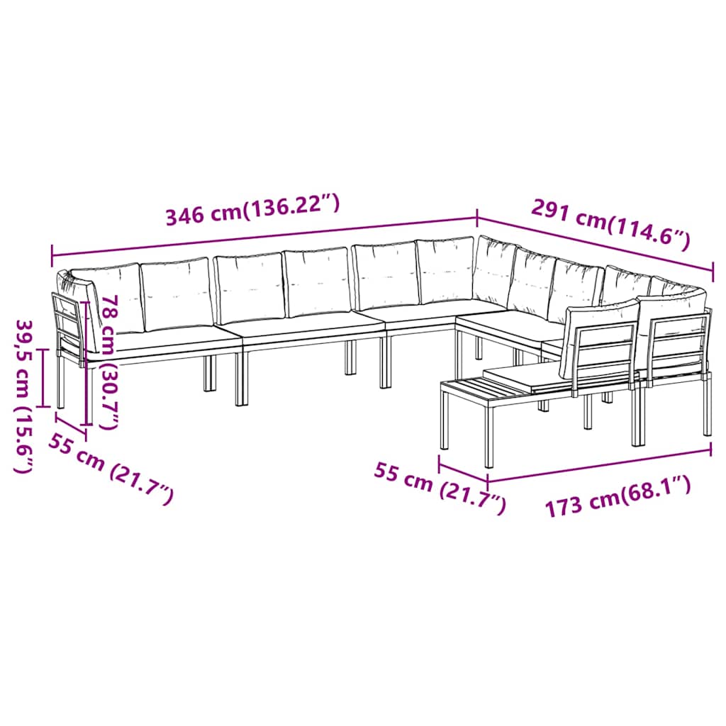 6-Delige Loungeset Met Kussens Gepoedercoat Staal Zwart 1 Lichtgrijs