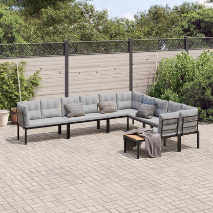 6-Delige Loungeset Met Kussens Gepoedercoat Staal Zwart 1 Lichtgrijs