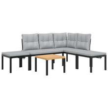 5-delige Loungeset met kussens gepoedercoat staal zwart