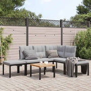 Loungeset 5-delig gepoedercoat staal zwart