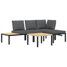 4-delige Loungeset met kussens aluminium zwart