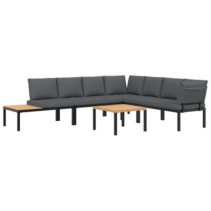 5-delige Loungeset met kussens aluminium zwart