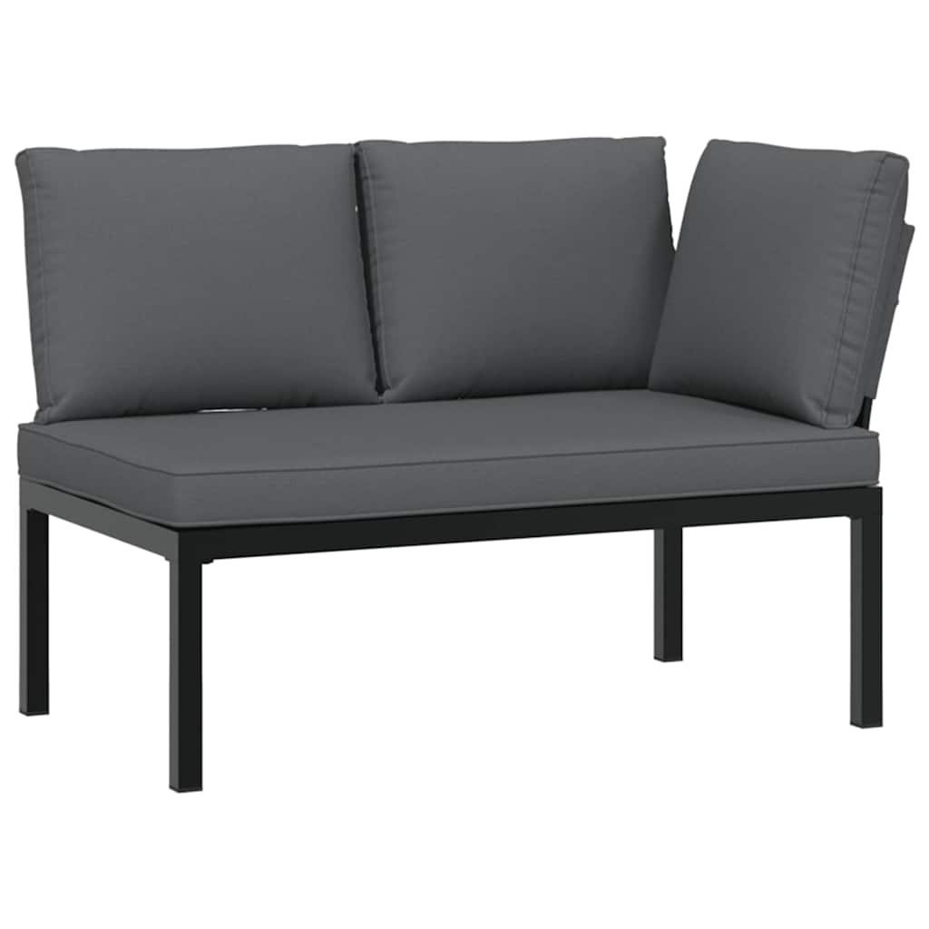 5-delige Loungeset met kussens aluminium zwart