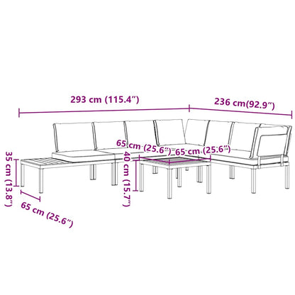 5-delige Loungeset met kussens aluminium zwart