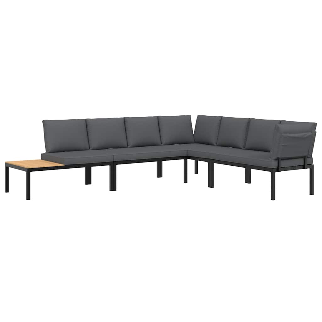 4-delige Loungeset met kussens aluminium zwart