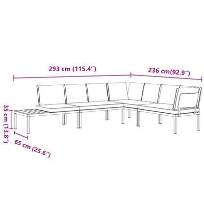 4-delige Loungeset met kussens aluminium zwart