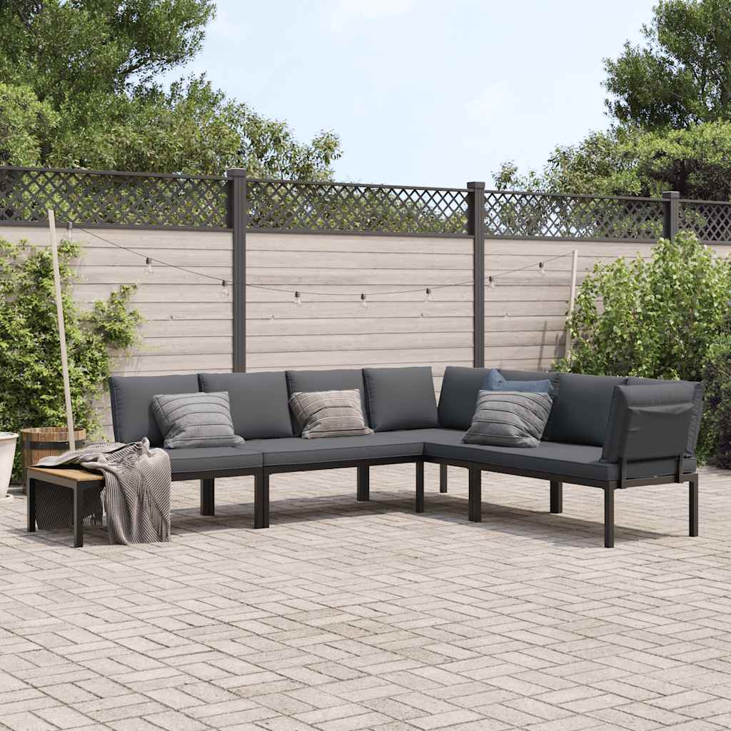4-delige Loungeset met kussens aluminium zwart