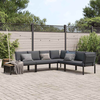 4-delige Loungeset met kussens aluminium zwart