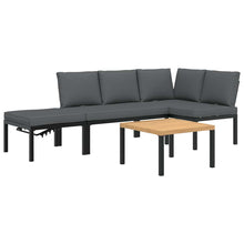 4-delige Loungeset met kussens aluminium zwart