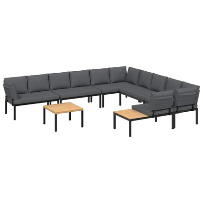 7-delige Loungeset met kussens aluminium zwart