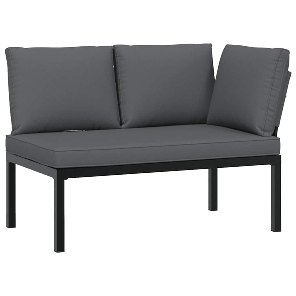 7-delige Loungeset met kussens aluminium zwart