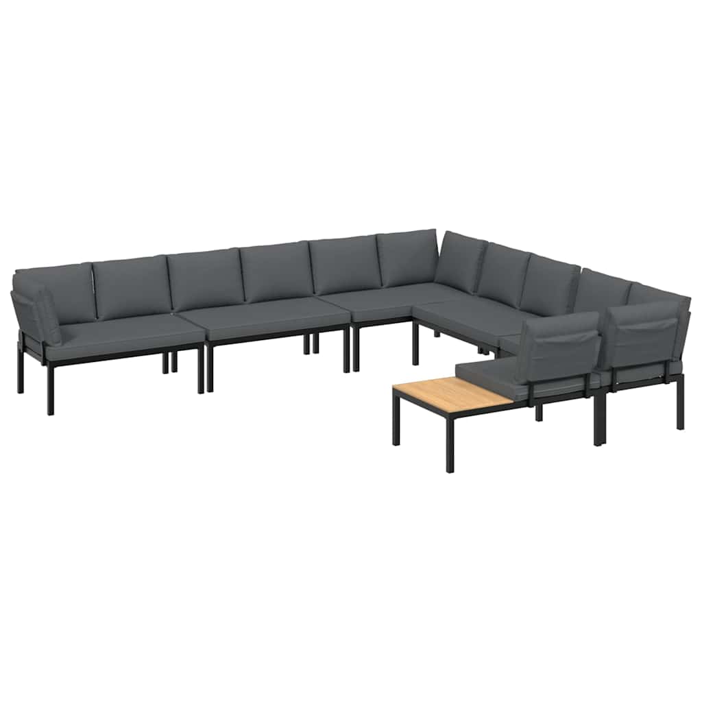 6-delige Loungeset met kussens aluminium zwart
