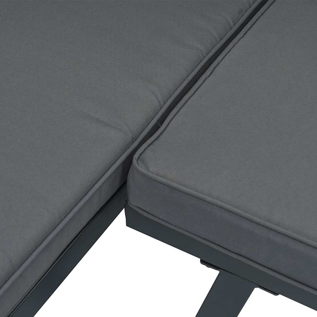 6-delige Loungeset met kussens aluminium zwart