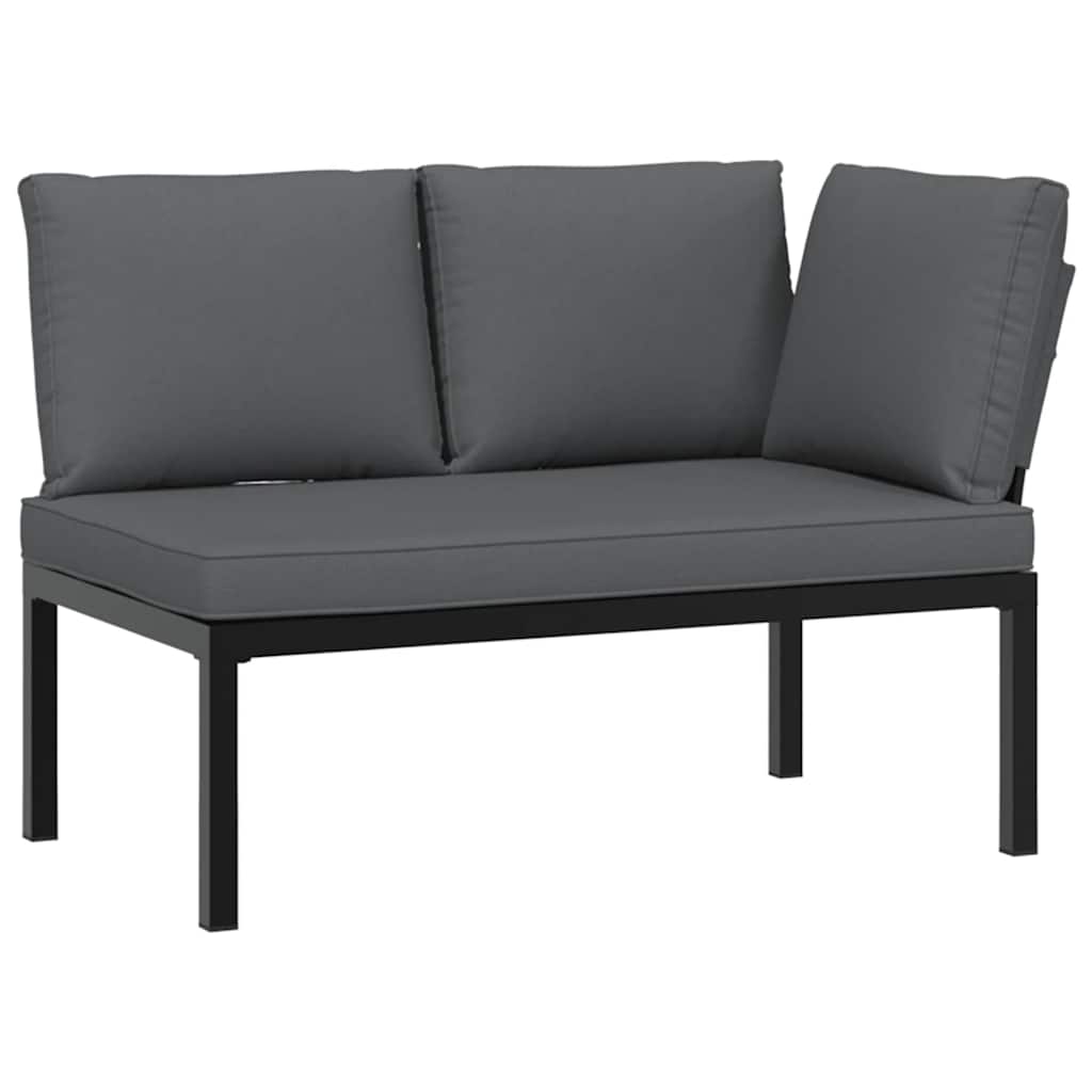 5-delige Loungeset met kussens aluminium zwart
