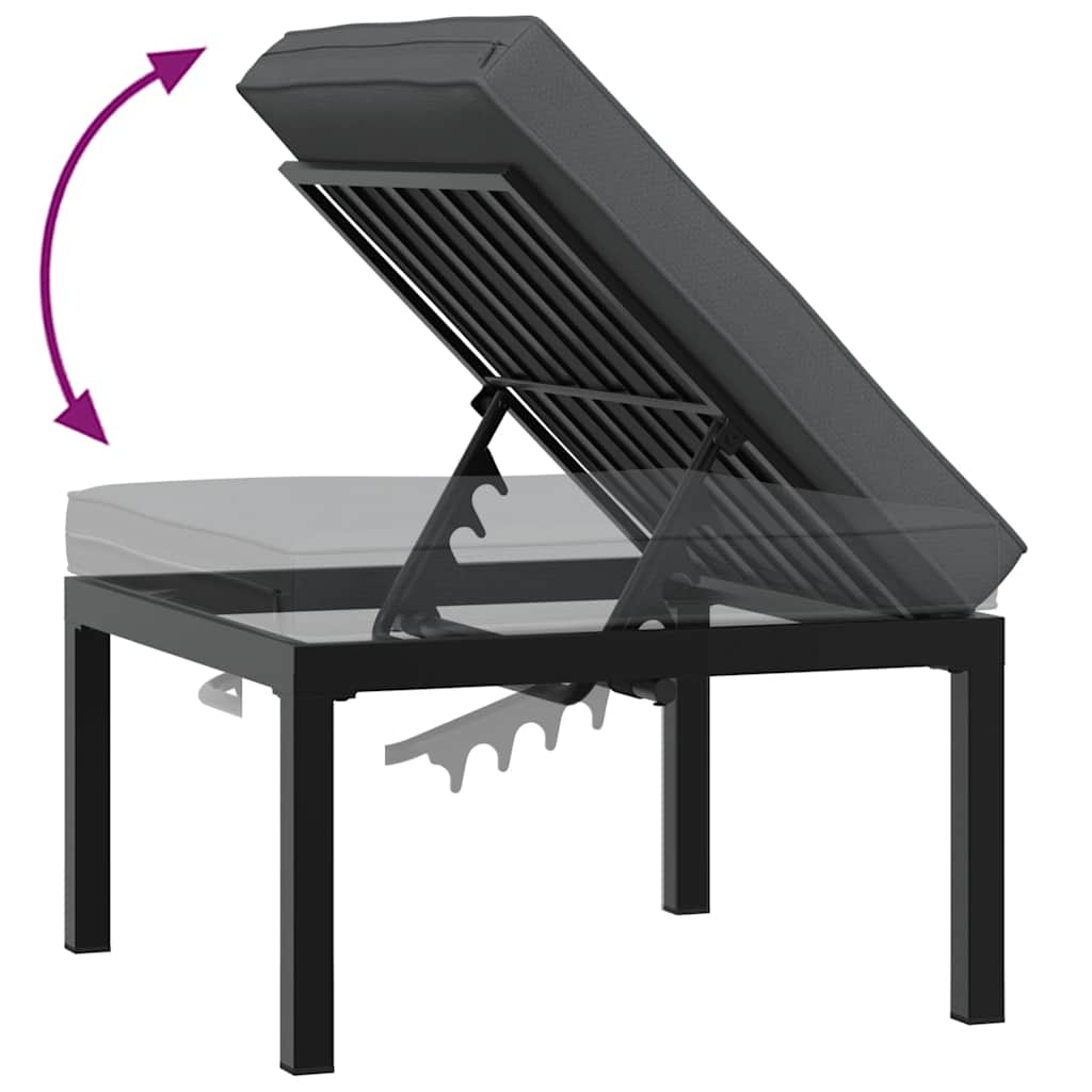 5-delige Loungeset met kussens aluminium zwart