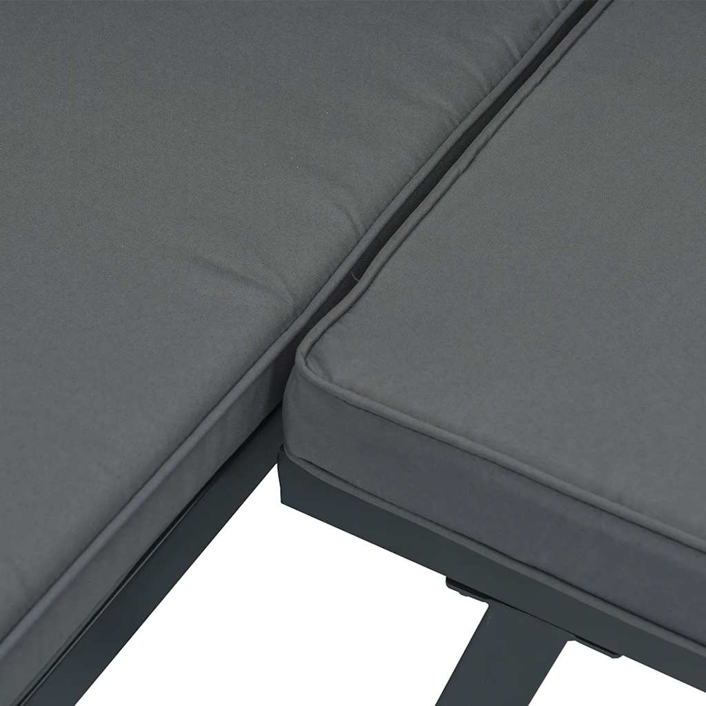 5-delige Loungeset met kussens aluminium zwart