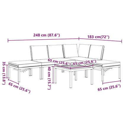 5-delige Loungeset met kussens aluminium zwart