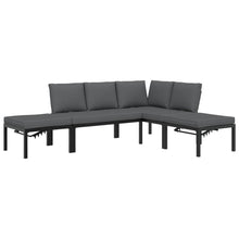 4-delige Loungeset met kussens aluminium zwart