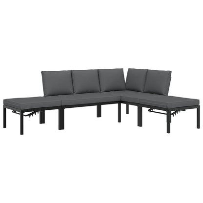 4-delige Loungeset met kussens aluminium zwart