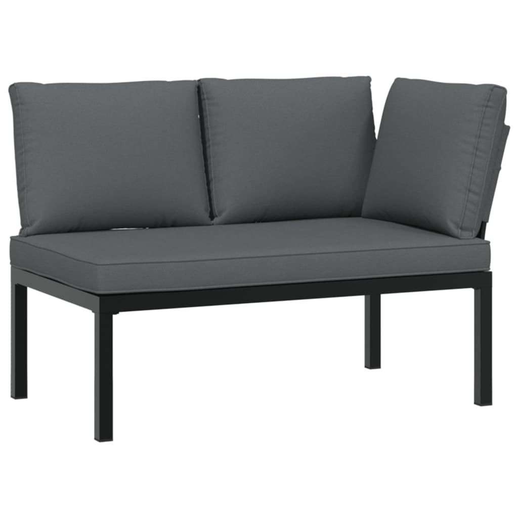 4-delige Loungeset met kussens aluminium zwart