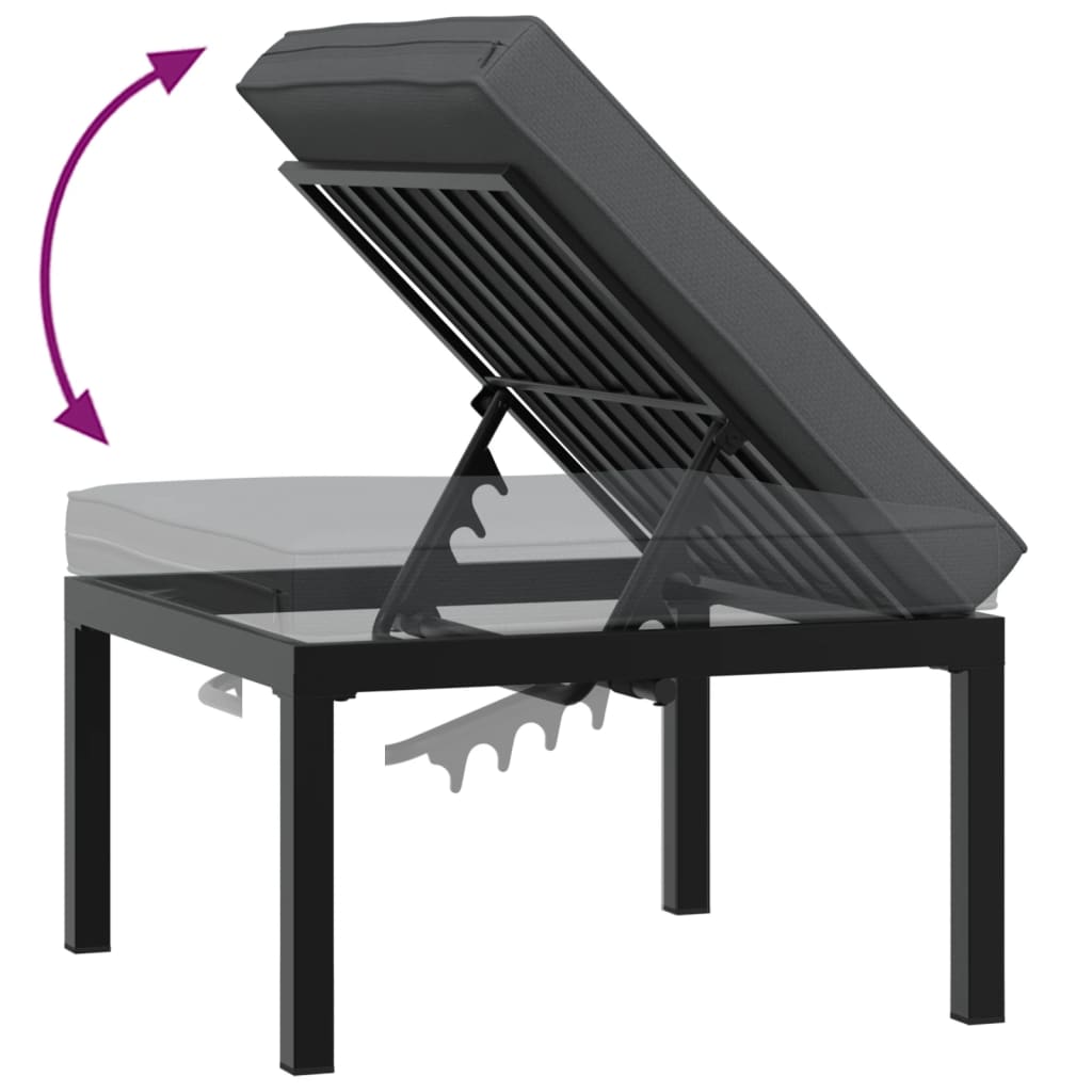 4-delige Loungeset met kussens aluminium zwart