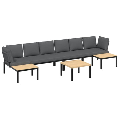5-delige Loungeset met kussens aluminium zwart