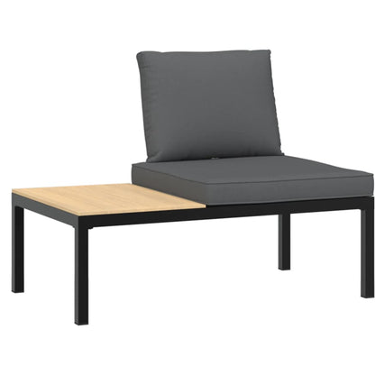 5-delige Loungeset met kussens aluminium zwart