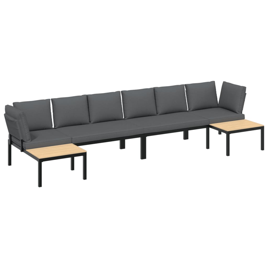 4-delige Loungeset met kussens aluminium zwart