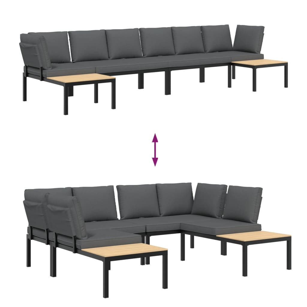4-delige Loungeset met kussens aluminium zwart