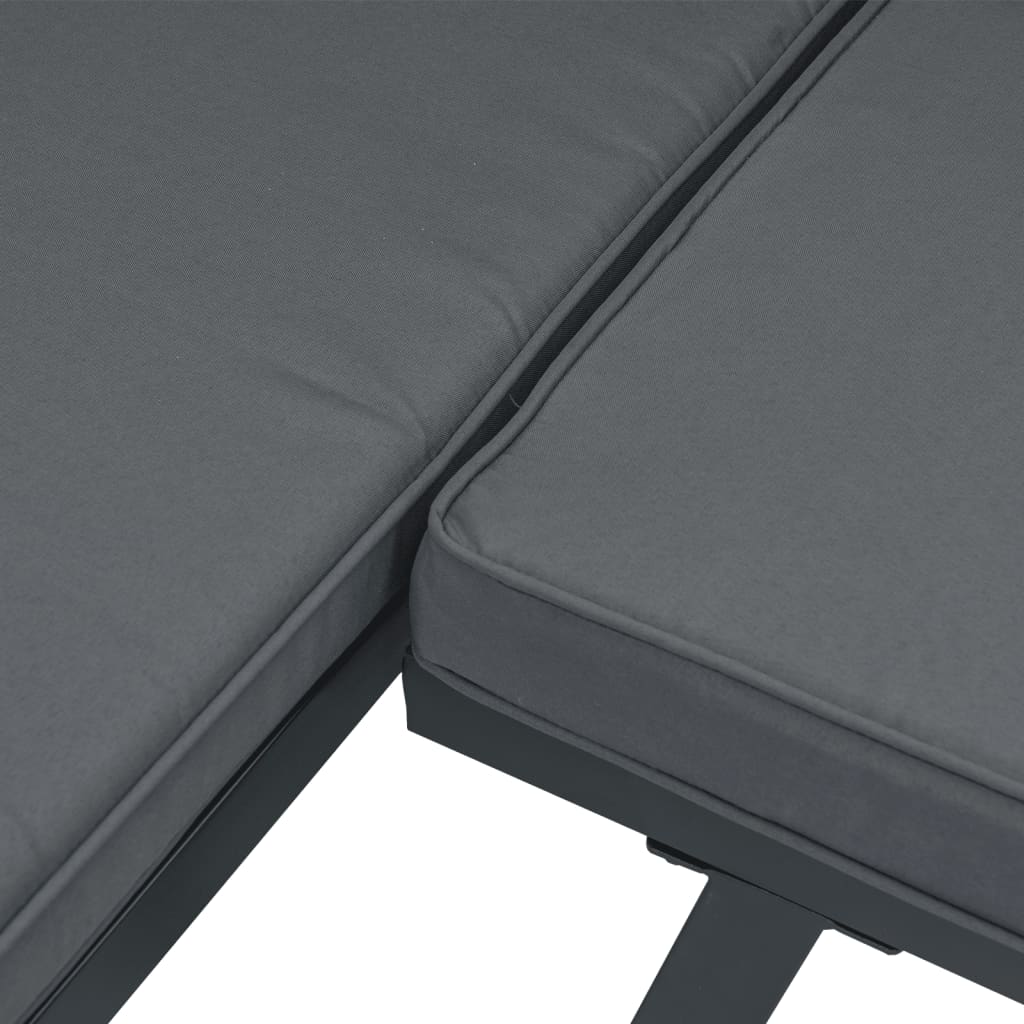 4-delige Loungeset met kussens aluminium zwart