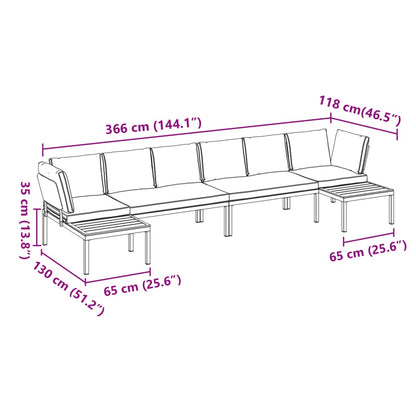 4-delige Loungeset met kussens aluminium zwart
