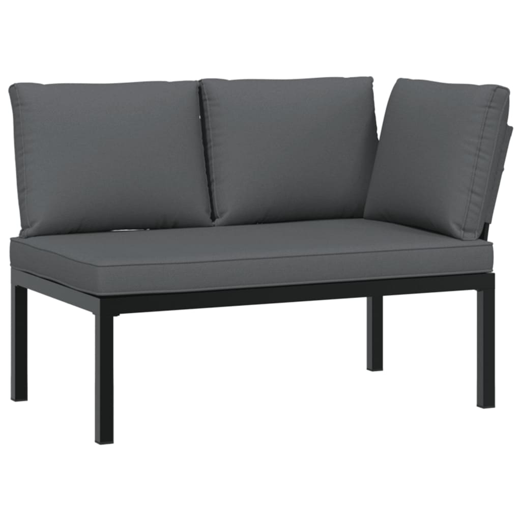 4-delige Loungeset met kussens aluminium zwart