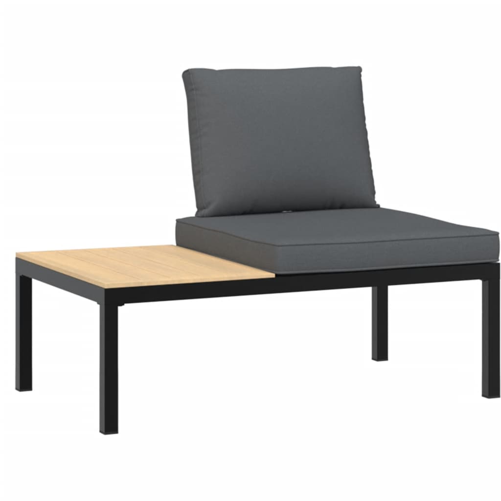 4-delige Loungeset met kussens aluminium zwart