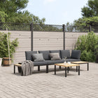 4-piece Lounge Set with Cushions Black Aluminum