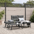 3-piece Garden Bench Set with Cushions Powder-Coated Steel Black