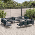 8-piece Garden Bench Set with Cushions Powder-coated Steel Black
