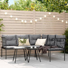 Loungeset staal textileen zwart 176x175x75 cm