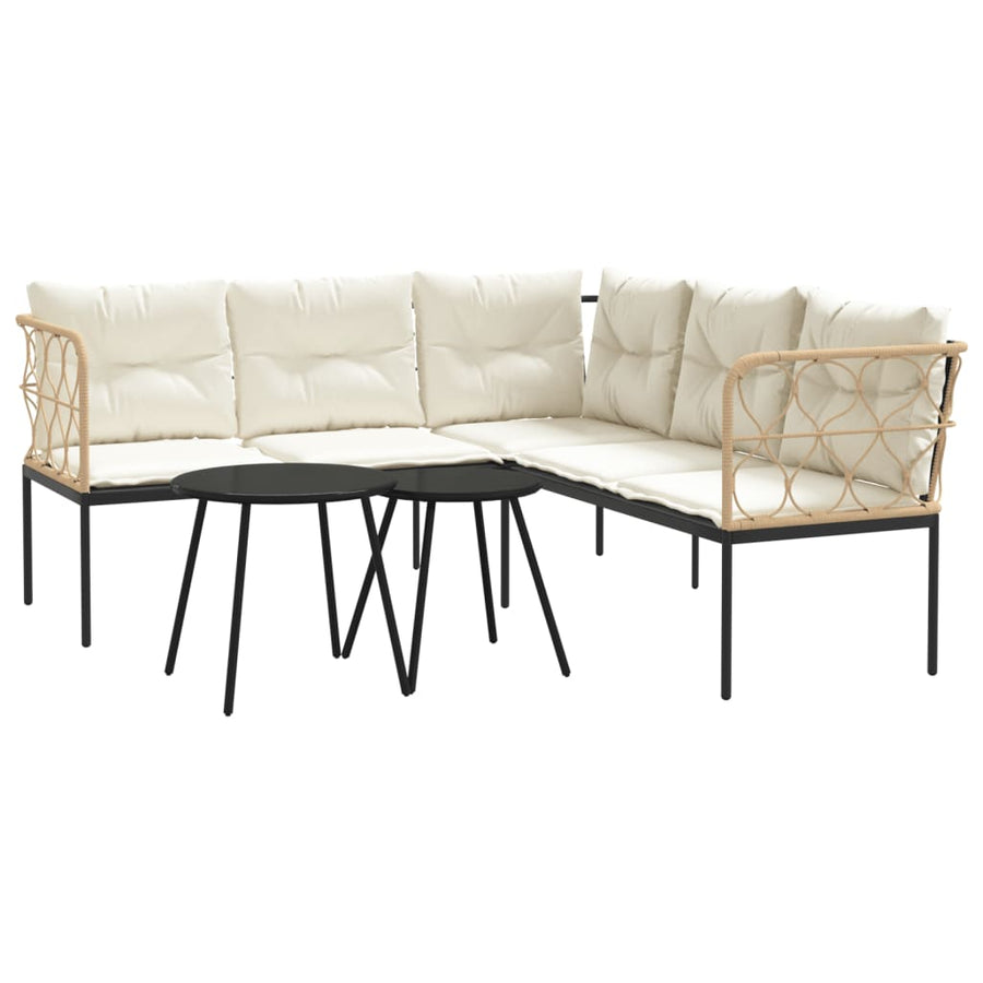 Loungeset met kussens staal en textileen zwart