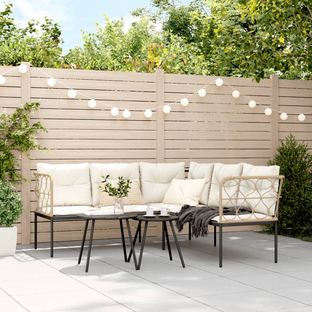 Loungeset met kussens staal en textileen zwart