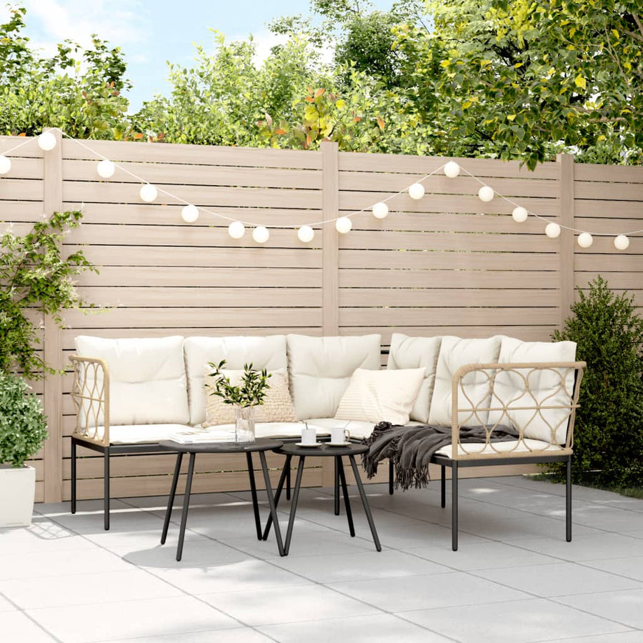Loungeset met kussens staal en textileen zwart