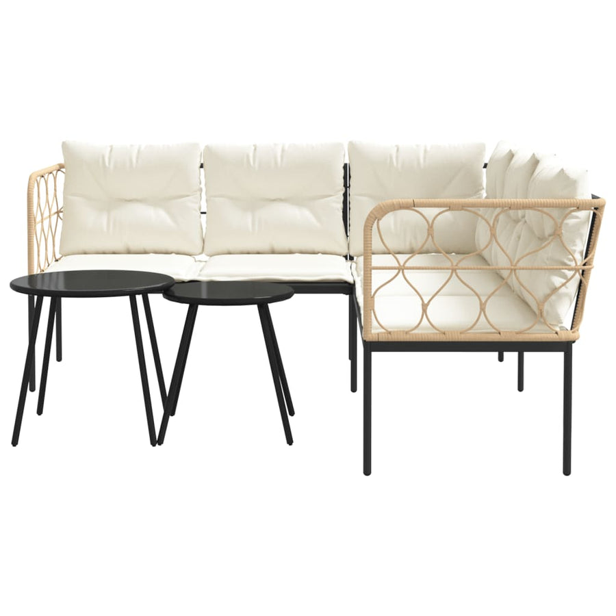 Loungeset met kussens staal en textileen zwart