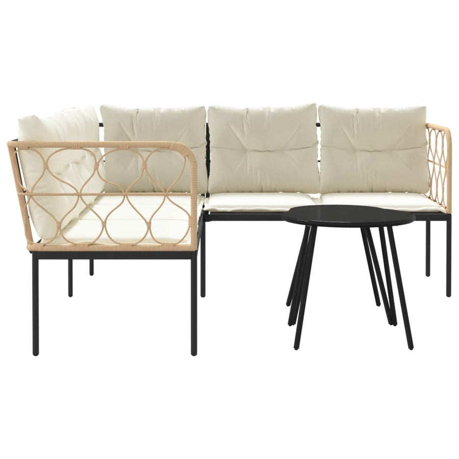 Loungeset met kussens staal en textileen zwart