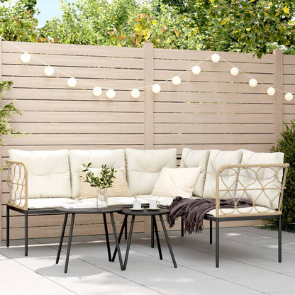 Loungeset met kussens staal en textileen zwart