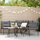 Lounge set with cushions steel and textilene black