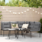 Loungeset staal textileen zwart 176x175x75 cm