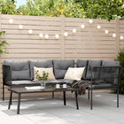 Loungeset staal textileen zwart 176x175x75 cm