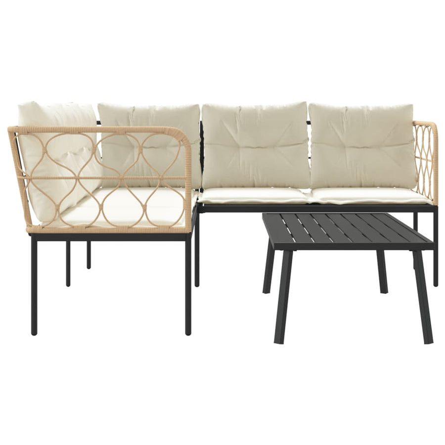 Loungeset met kussens staal en textileen zwart