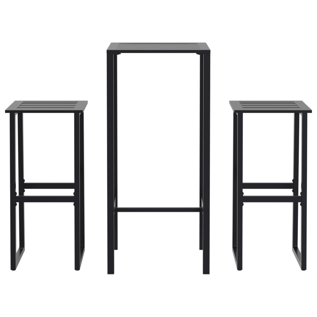 3-Delige Tuinbarset Gepoedercoat Staal Zwart 2 50 x 50 x 110 cm